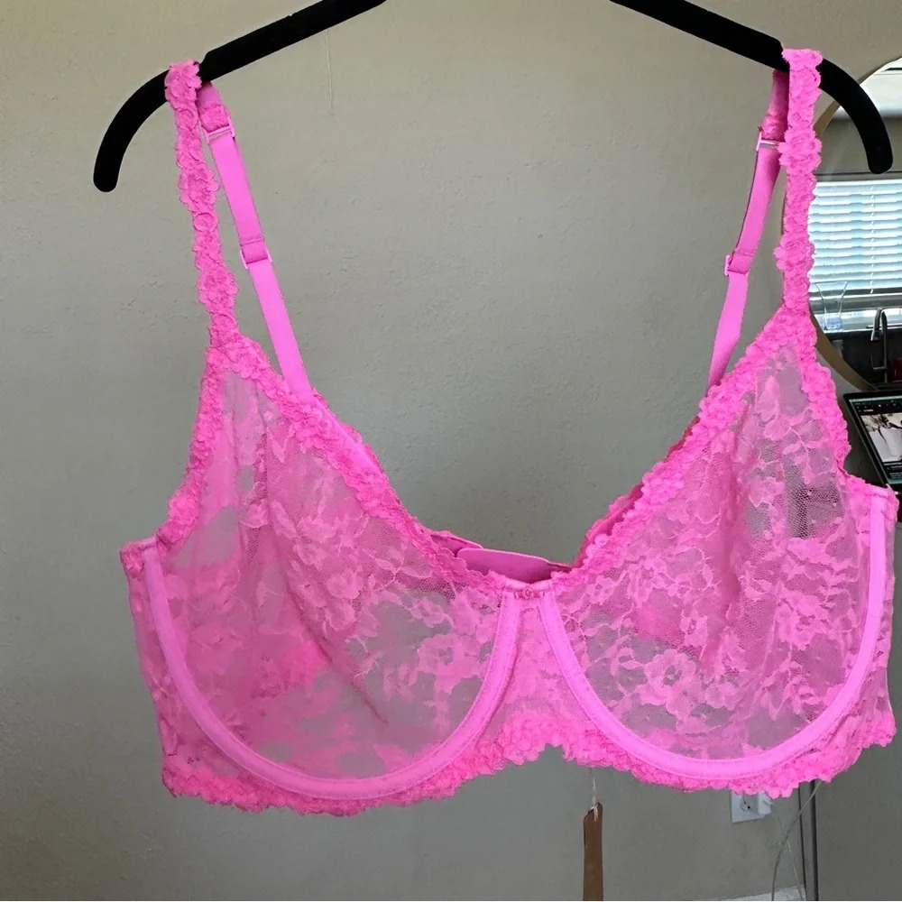 Skims Stretch lace Intimates underwire scoop bra Pink BA-SCP-3575 size 46D